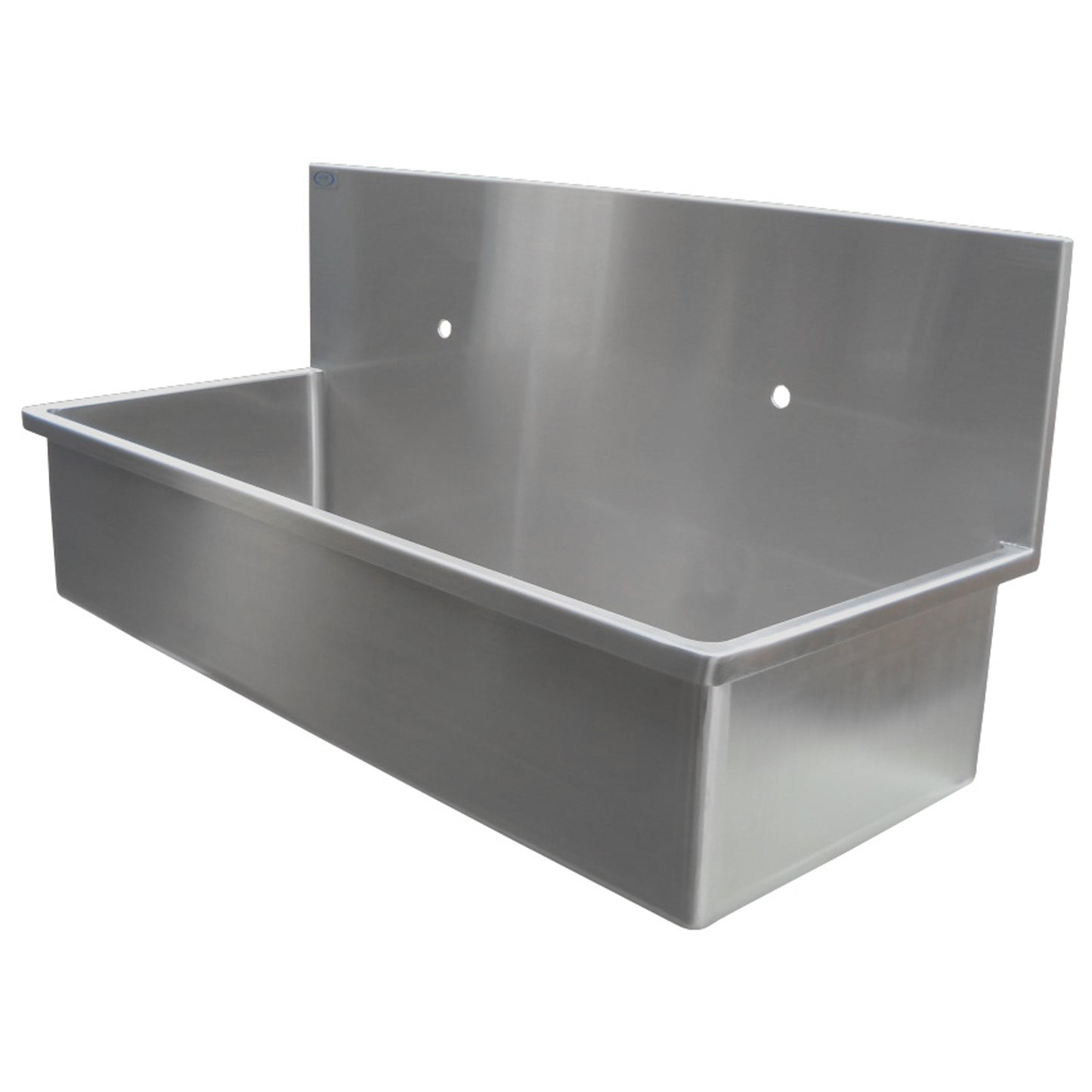 Double Scrub Sink, Stainless Steel Wall Mount, with Rounded Corners and 12"H Backsplash - 48"L x 19.75"D x 22.56" H (Freight Terms are Prepaid & Add to Invoice-Contact Vendor for Specifics)