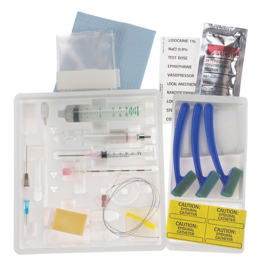 Basic Continuous Epidural Tray, 18G x 3½" Tuohy Needle & 20G Closed Tip Catheter, Luer Slip Glass Syringe , 10/cs (Rx) (Item is Non-Returnable) (Continental US+HI Only, Excluding IN and ND)