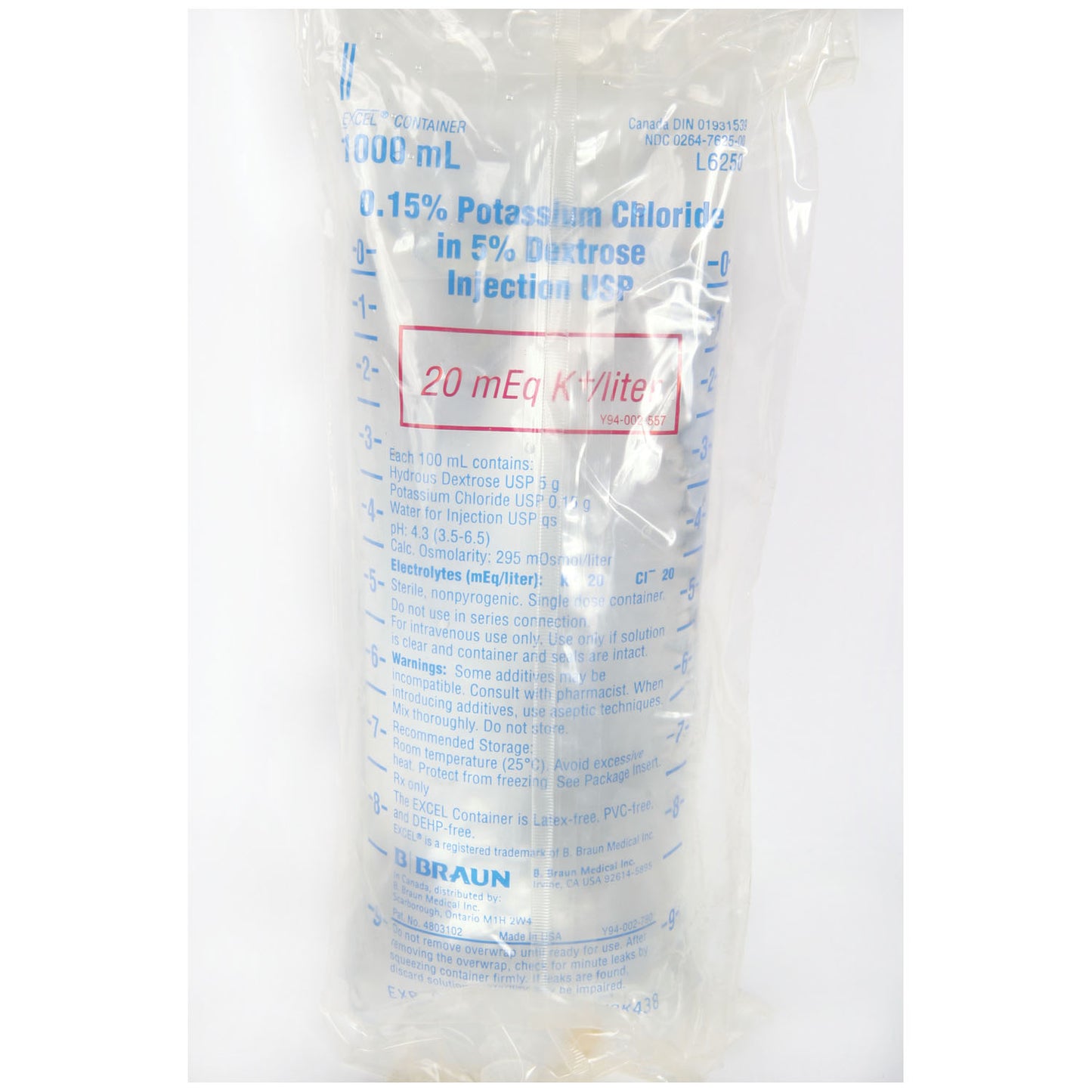 1000mL 0.15% Potassium Chloride in 5% Dextrose Injection , 12/cs <strong style="color:red">Max weekly quantity allowed: 10</Strong> (Rx) (Item is Non-Returnable) (Minimum Expiry Lead is 90 days) (Continental US+HI Only, Excluding IN and ND)