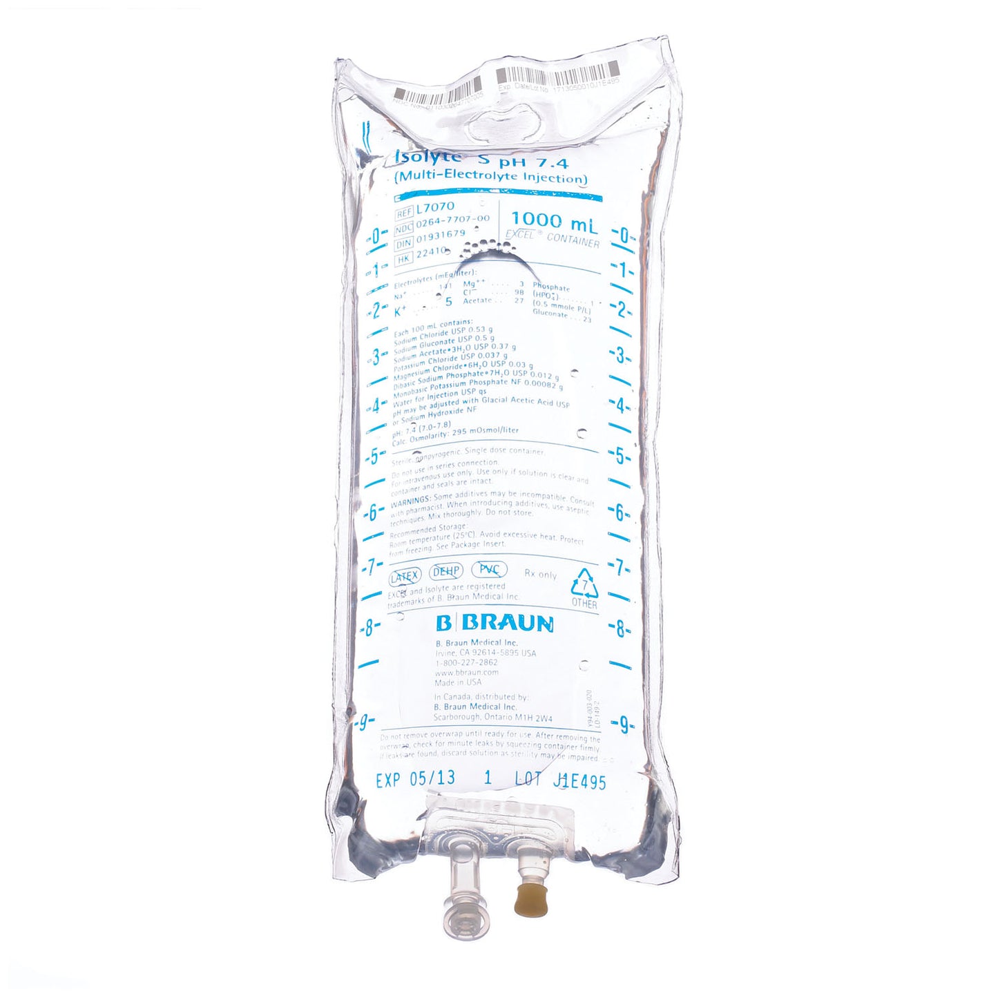 1000mL Isolyte S pH 7.4 Injection , 12/cs <strong style="color:red">Max weekly quantity allowed: 10</Strong (Rx) (Item is Non-Returnable) (Continental US+HI Only, Excluding IN and ND) (Item is on Manufacturer Allocation - Quantities may Limite