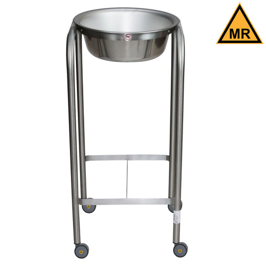 Baker Single Basin Solution Stand, 33"H, Stainless Steel w/Basin, H-Brace, MRI Safe