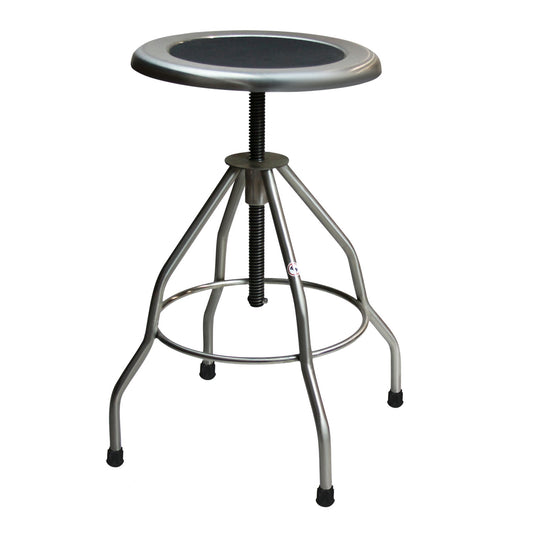 Clifton Revolving Stool, 15" Diameter, Stainless Steel Seat, Leg, Crutch Tips (4)