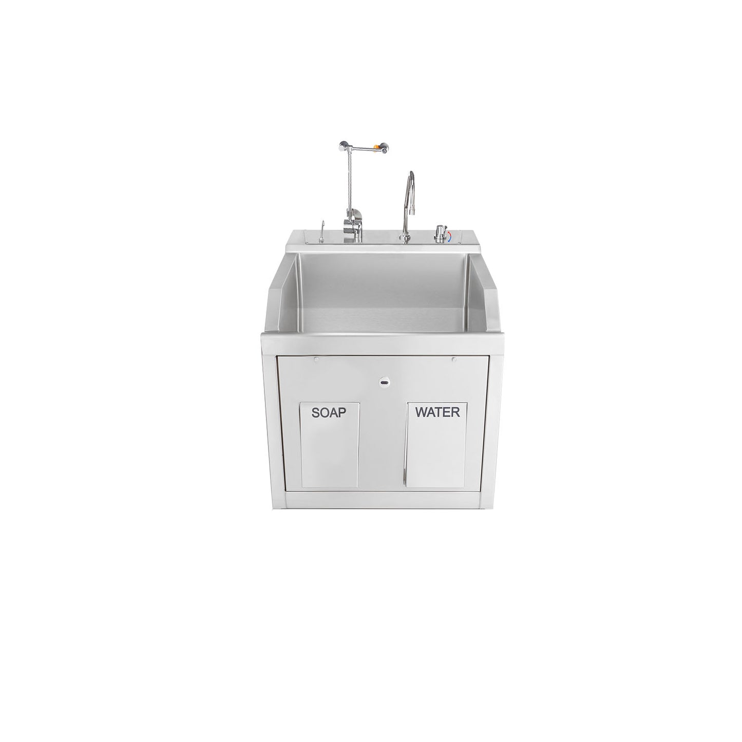 Lodi Scrub Sink, Place Wall Mounted, Knee Action Control, Soap Dispenser, Infrared Water Control, Eyewash, Digital Timer (1)