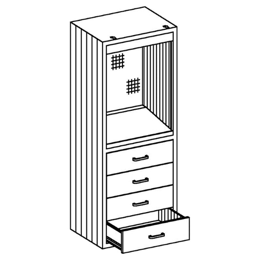 Equipment and Supplies Cabinet 24 1/8"W x 60"H x 18"D Console Cabinet, Sloped Writing Surface, White Porcelain, Drawers (4)