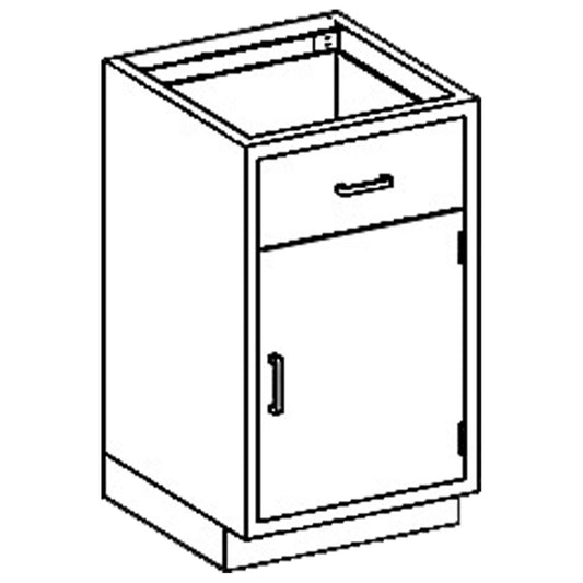 Base Cabinet 24 1/8"W x 35 3/4"H x 22"D, Stainless Steel Adjustable Shelf, Drawer Over Right Hinge Door (1) (1) (1)