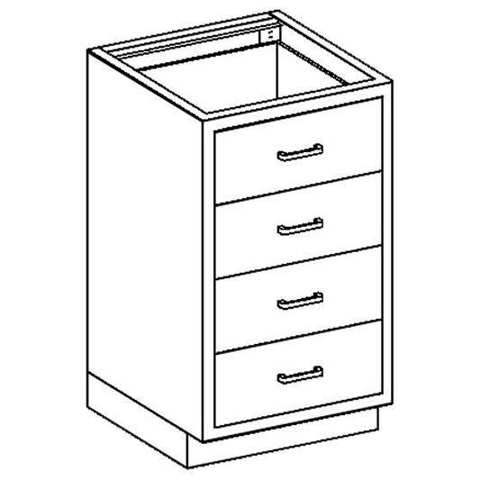 Base Cabinet 24 1/8"W x 35 3/4"H x 22"D, 1/4-1/2 Drawers (4)