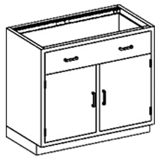 Base Cabinet 35"W x 35 3/4"H x 22"D, Stainless Steel Adjustable Shelf, 1/4-1/2 Drawer, 35" Over, Hinged Doors (1) (1) (2)