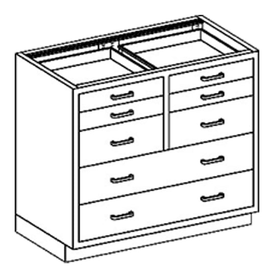 Base Cabinet 35"W x 35 3/4"H x 22"D, 1/8-1/2 Drawers, 35" Over (4)