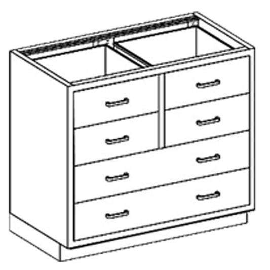 Base Cabinet 35"W x 35 3/4"H x 22"D, 1/4-1/2 Drawers (4)