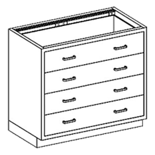 Base Cabinet 35"W x 35 3/4"H x 22"D, 1/4-1 Drawers (4)