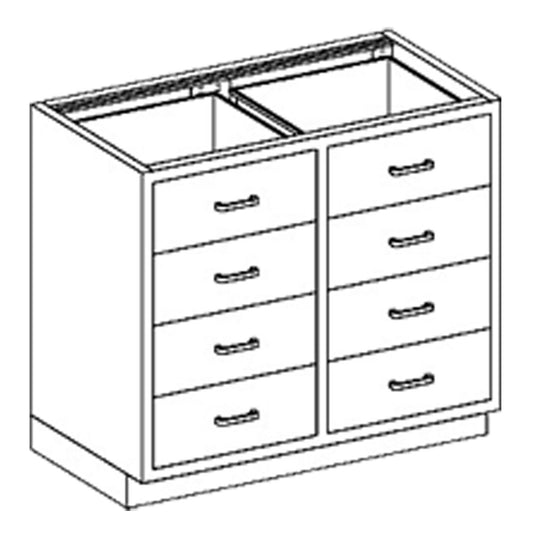 Base Cabinet 35"W x 35 3/4"H x 22"D, 1/4-1/2 Drawers (8)