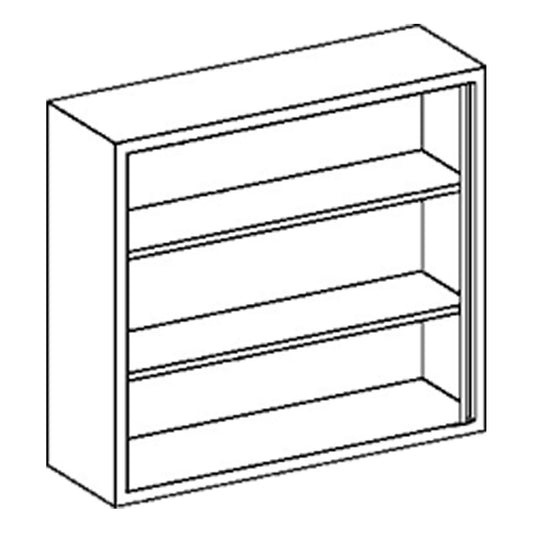 Wall Cabinet 35"W x 30"H x 13"D, Open Face, Stainless Steel Adjustable Shelves (2)