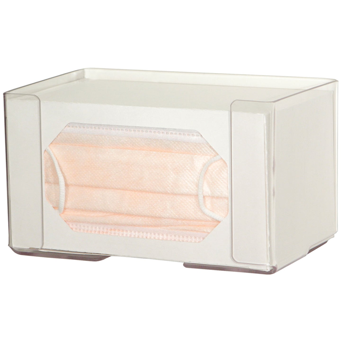 Face Mask Dispenser, Earloop Style, Holds One Box of Earloop Style Face Masks, Two Sets of Keyholes For Dual Position Wall Mounting, Clear PETG Plastic, 7 11/16"W x 4 3/8"H x 4 1/8"D (Made in USA)