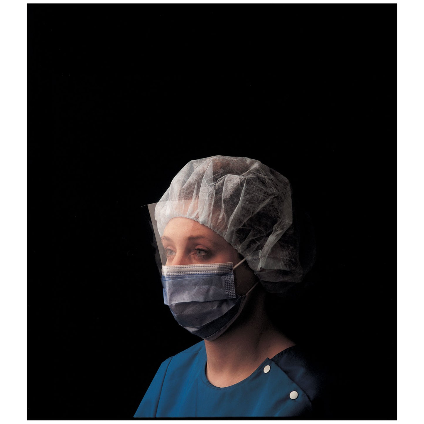 Fluid Resistant Mask, Full Wraparound Face Shield, Blue, 99% Eff., 100/cs