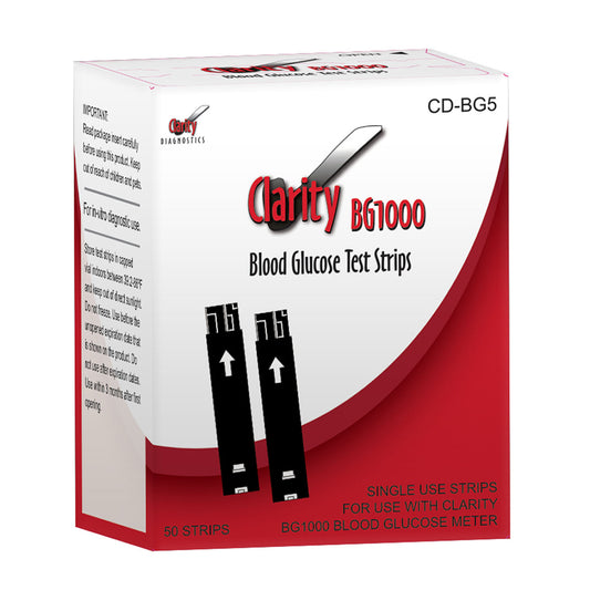 Clarity BG1000 Blood Glucose Meter Strips, 50/bx