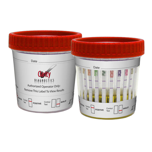 Clarity 11 Parameter, Drug Test Cup, CLIA Waived, 25/bx, COC, AMP, OPI300, MET, PCP, BAR, BZO, MTD, MDMA, TCA, OXY