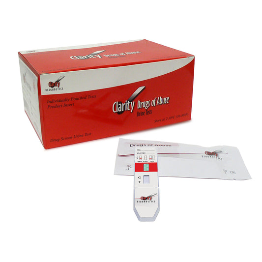 Clarity Single Dip Fentanyl Test, Urine, FDA Exempt, for Forensic IVD Use, Employment, Employee & Insurance Screening Only, 5 Minute Test, Sensitivity 20 ng/ml, 25 tests/bx (Short Dated; Shelf Life 16-18 months)