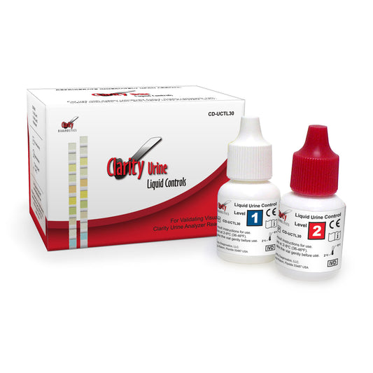 Clarity Urine Liquid Controls Semiquantitative Assay, Contains 3x10mL Positive Controls and 3x10mL Negative Controls, For Use with Clairty Urinalysis Strips and All Clarity Urine Analyzers ONLY, Values for All Analytes - Including Creatinine an (Dipstick)