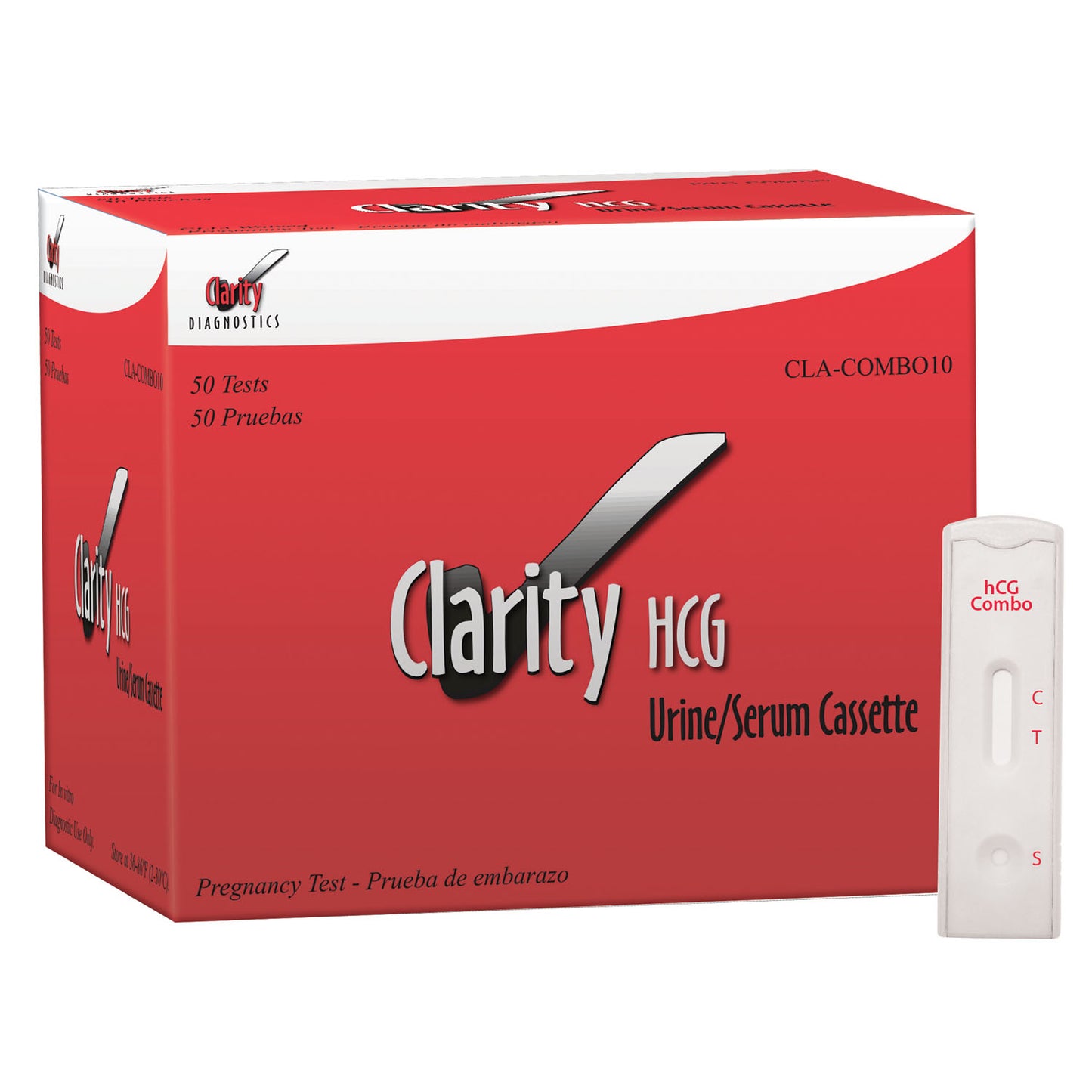 Clarity HCG Combo 10/20 Cassette, CLIA Waived, For Urine and CLIA Moderate for Serum, 50/bx Buy 2 Boxes of CLA-COMBO10 and Get 1 Free, 4/cs (Each Containing 50 Combo 10/20 Urine/Serum Cassettes) (Labs and Hospitals)