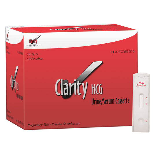 Clarity HCG Combo 10/20 Cassette, CLIA Waived, For Urine and CLIA Moderate for Serum, 50/bx Buy 2 Boxes of CLA-COMBO10 and Get 1 Free, 4/cs (Each Containing 50 Combo 10/20 Urine/Serum Cassettes) (Labs and Hospitals)