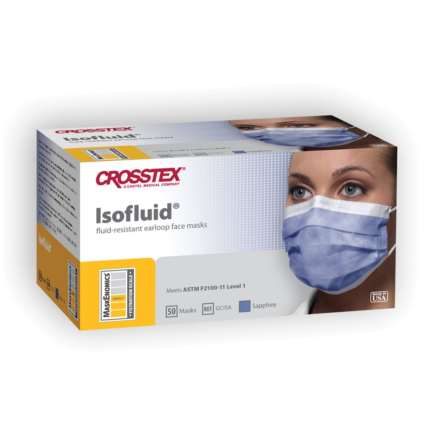 ASTM Level 1 Mask, Latex Free , Sapphire, 50/bx, 10 bx/ctn (LF)