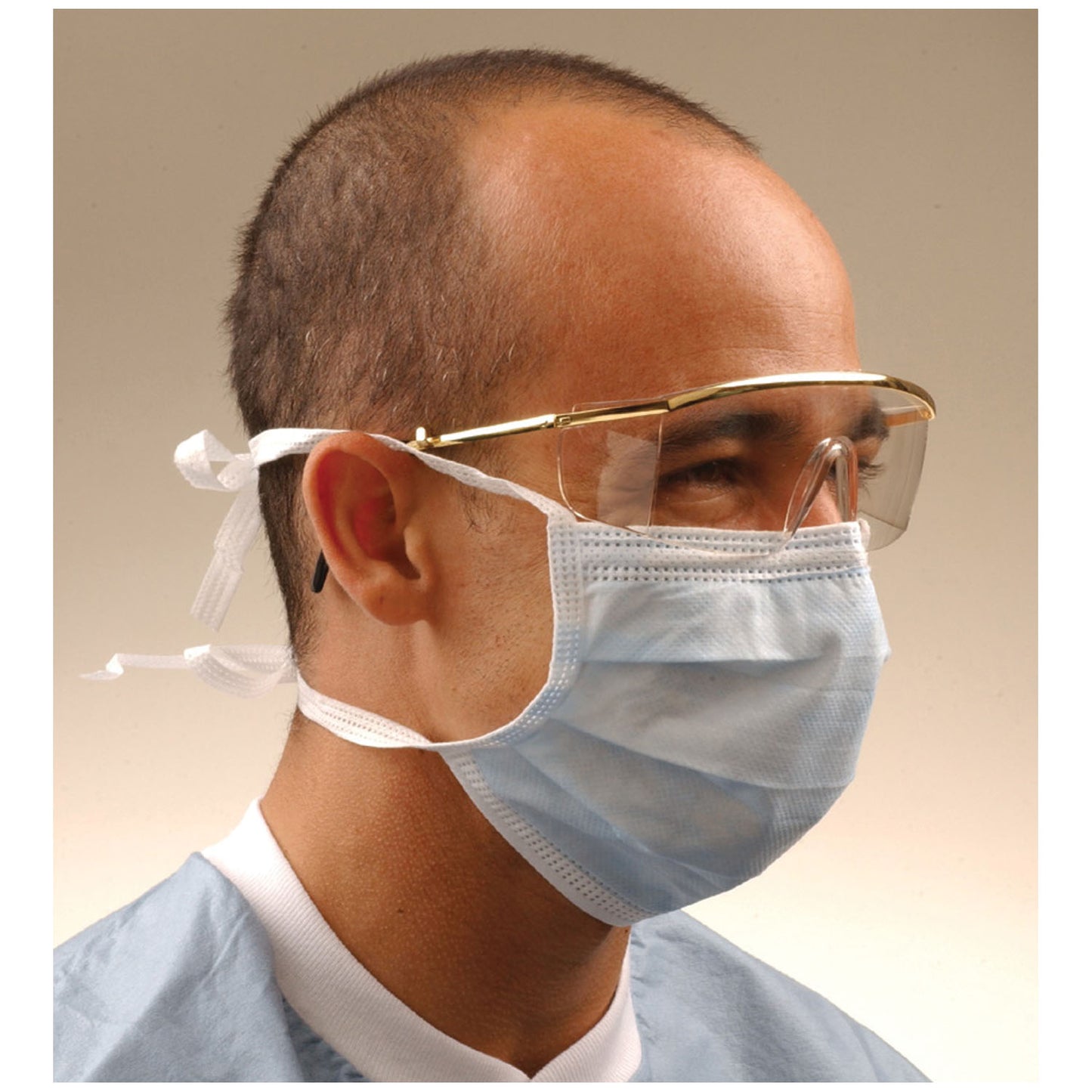 ASTM Level 2 Mask with Tie on Laces, Latex Free , Blue, 50/bx, 6 bx/cs (LF)
