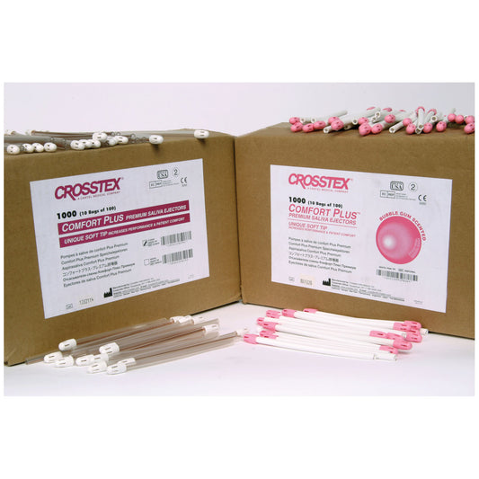 Comfort Plus Saliva Ejector, White/ Pink, Bubblegum, 100/bg, 10 bg/cs