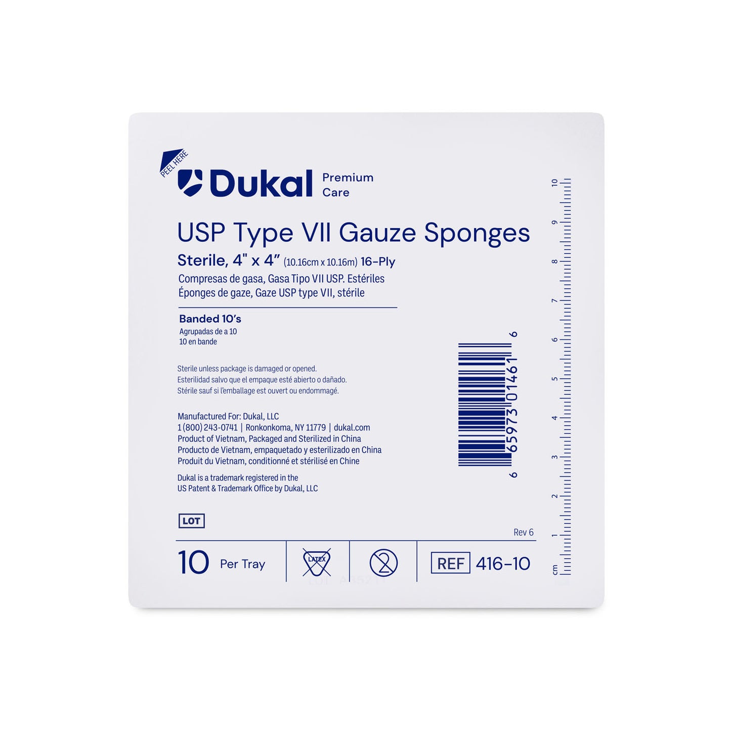 Gauze Sponge, 4" x 4", Type VII, 16-Ply, Sterile, 10/try, 128 tray/cs