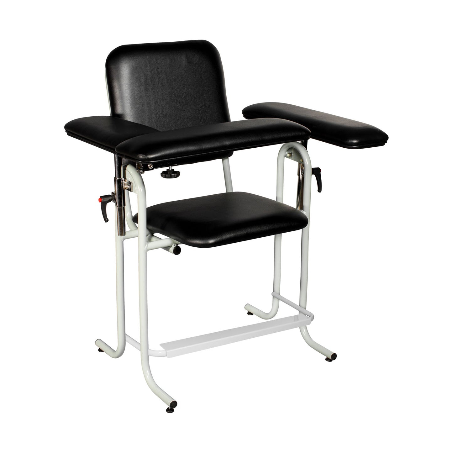 Blood Draw Chair, Steel Frame, 500 lb Weight Capacity, Tall, Upholstered, Black