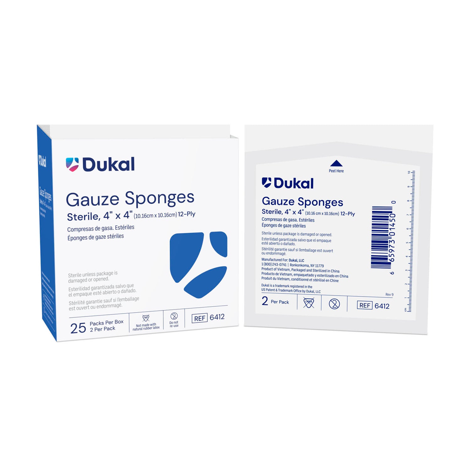 Gauze Sponge, 4" x 4", Sterile, 12-Ply, 2/pk, 25 pk/bx, 24 bx/cs