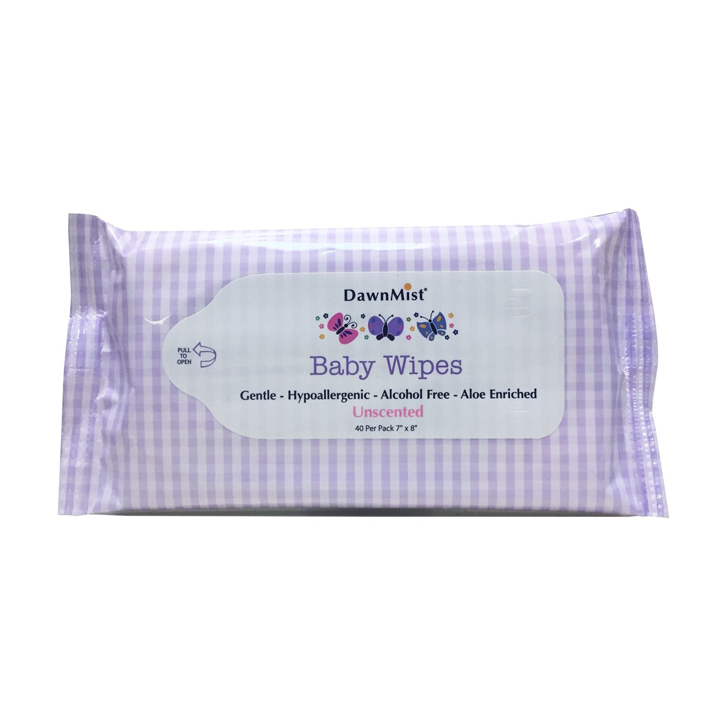 Baby Wipes, Unscented, 7" x 8", 40/pk, 24 pk/cs