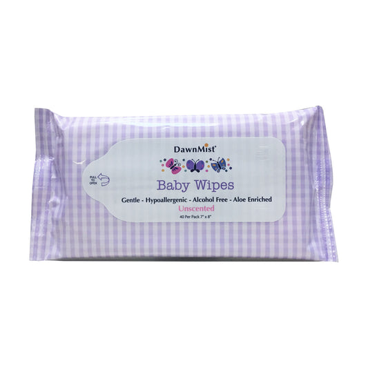 Baby Wipes, Unscented, 7" x 8", 40/pk, 24 pk/cs