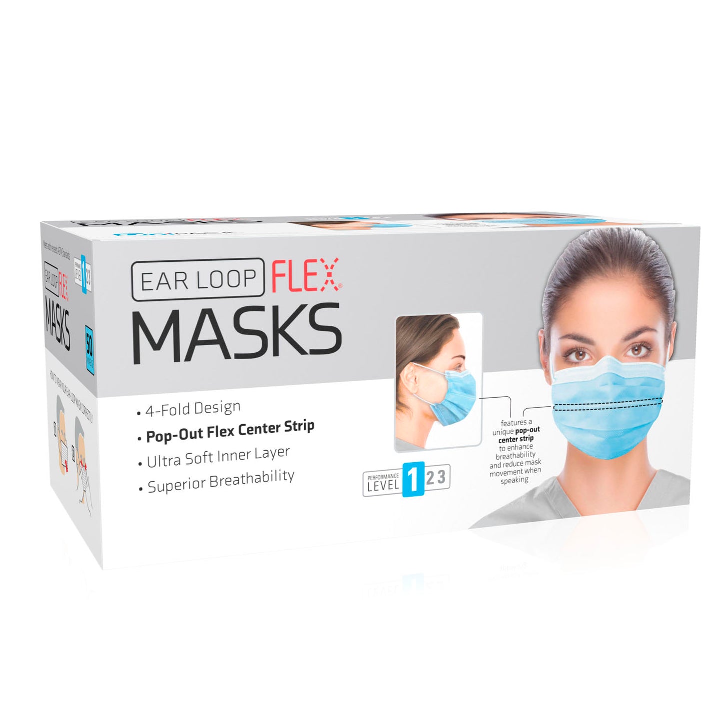 Flex Mask, Level 1, Ear-Loop, Blue, 50/bx, 20 bx/cs