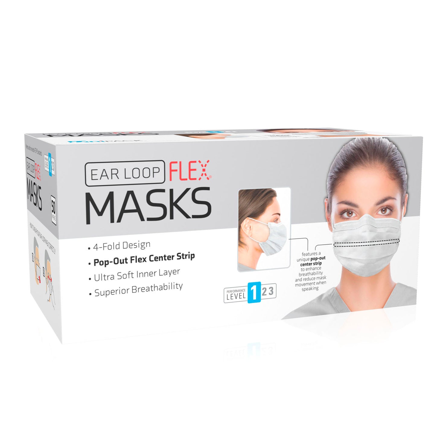 Flex Mask, Level 1, Ear-Loop, White, 50/bx, 20 bx/cs