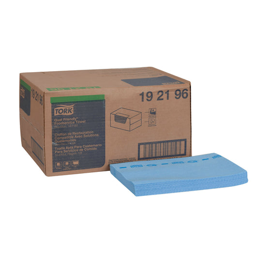 Cleaning Towel, Quat Friendly, 1/4 Fold, Blue/ Blue, 21" x 13", 150 sht/bx, 1 bx/cs (120 cs/plt)