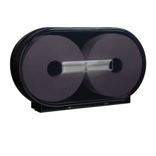 Bath Tissue Roll Dispenser, Jumbo, Twin, Universal, Black, T1, Plastic, 13" x 21.5" x 5.5" (28 cs/plt)