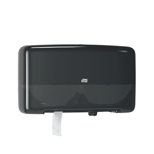 Bath Tissue Roll Dispenser, Jumbo, Twin, Mini, Universal, Black, T2, Plastic, 10.1" x 17" x 5.7" (150 cs/plt)