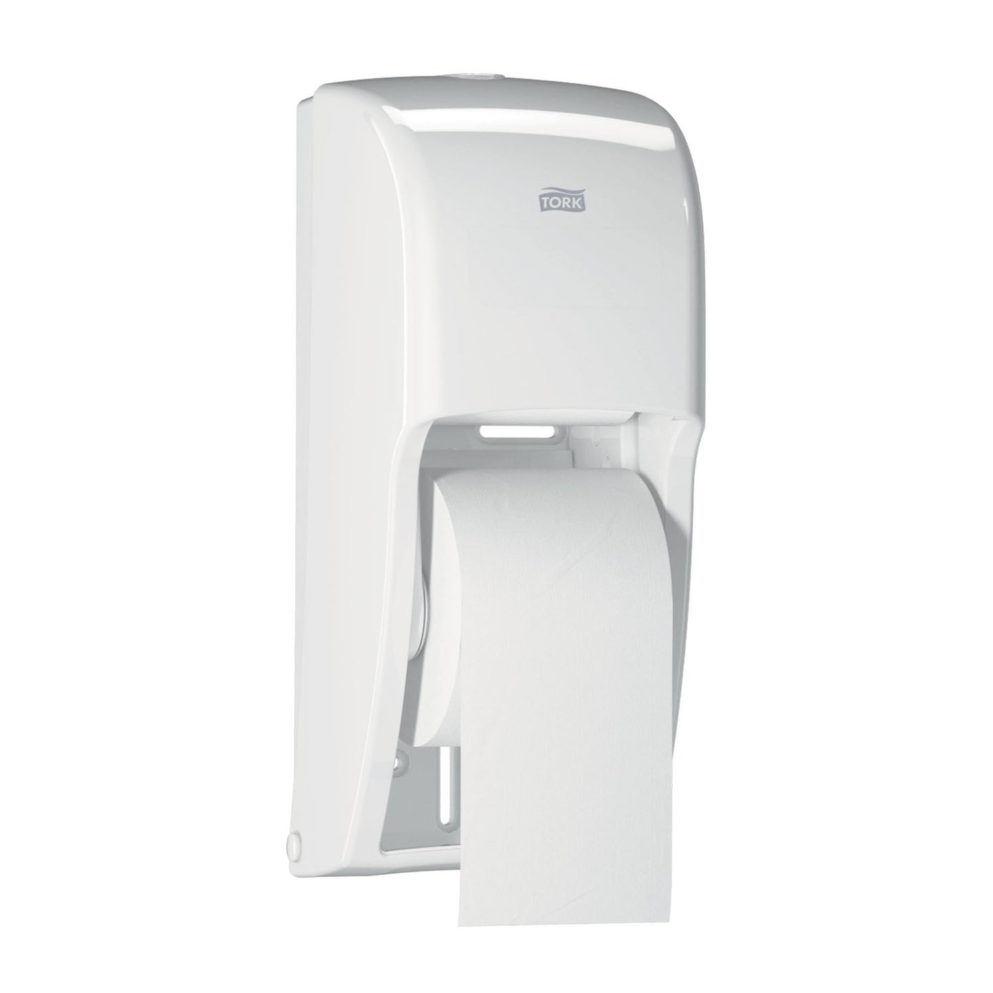 Bath Tissue Roll Dispenser, High Capacity, Universal, White, T26, Plastic, 14.2" x 6.3" x 6.5" (266 cs/plt)