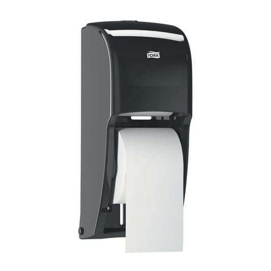 Bath Tissue Roll Dispenser, High Capacity, Universal, Black, T26, Plastic, 14.2" x 6.3" x 6.5" (266 cs/plt)