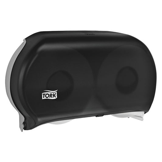 Bath Tissue Roll Dispenser, Jumbo, Twin, Universal, Smoke, T22, Plastic, 11.8" x 19.3" x 5.5" (112 cs/plt)