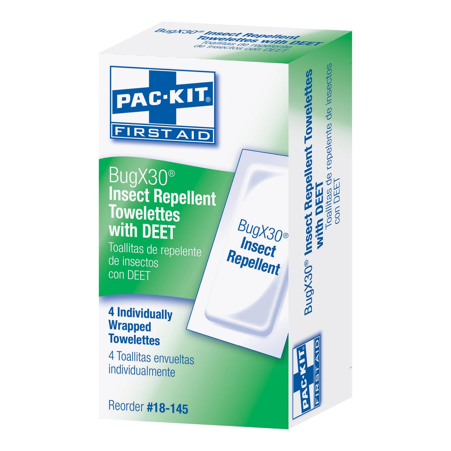 BugX30 Insect Repellent Wipes, DEET, 4/bx