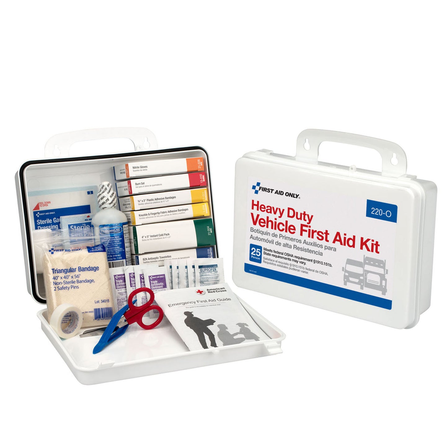 25 Person Vehicle First Aid Kit, Plastic Case