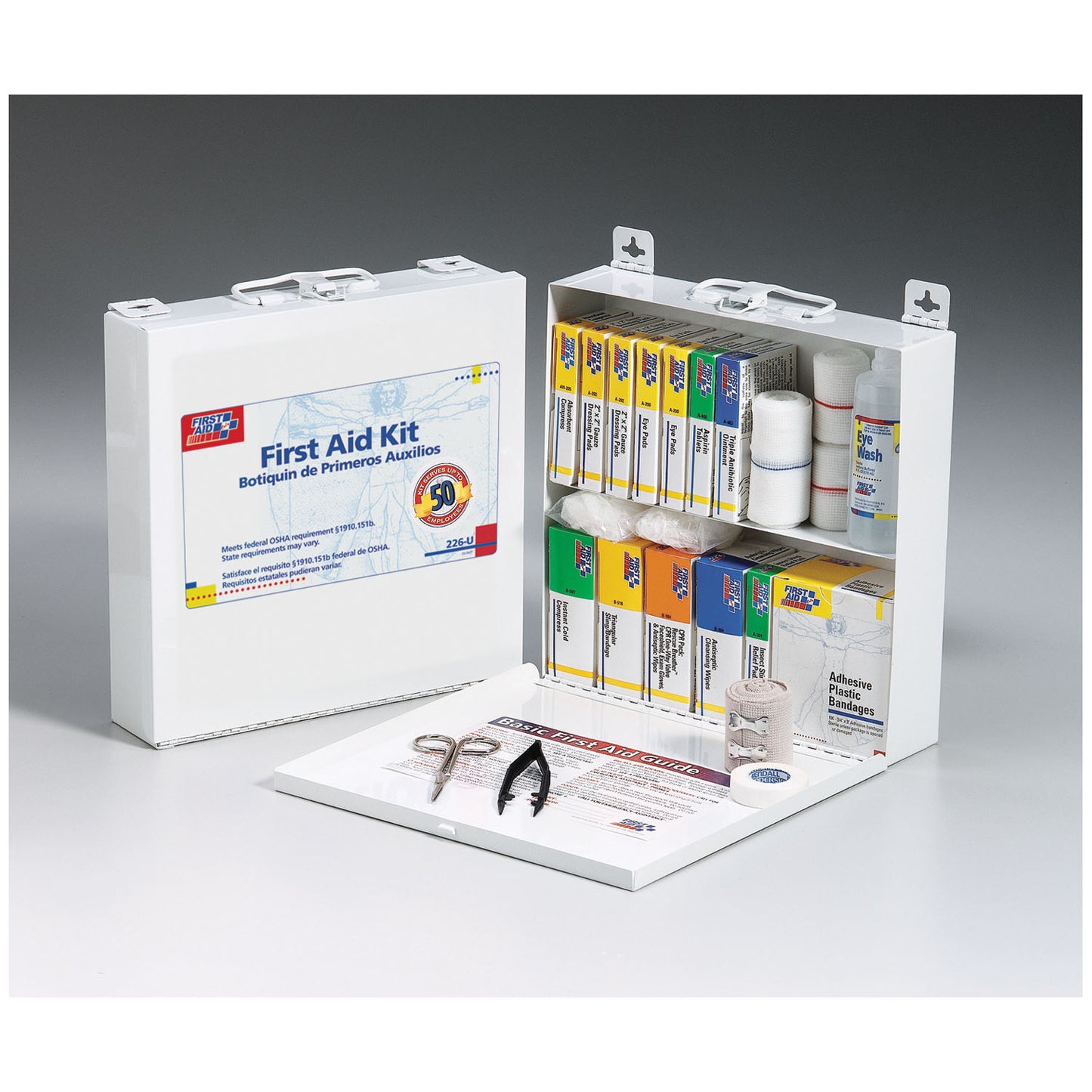 First Aid Kit, 50 Person, Metal Case