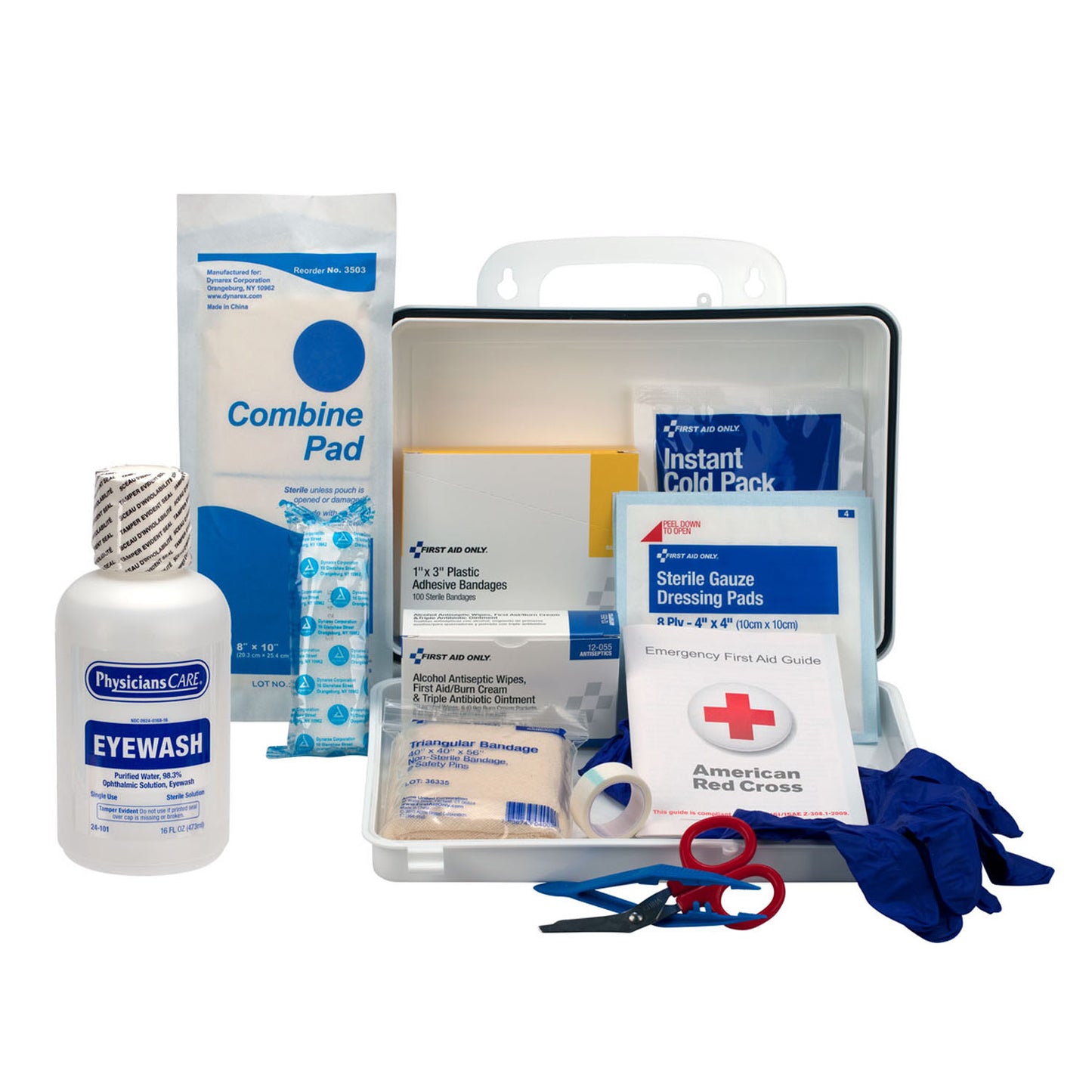 Eyewash Station, 16oz Screw Cap Bottle, w/ OSHA First Aid Kit , 6/cs (1)