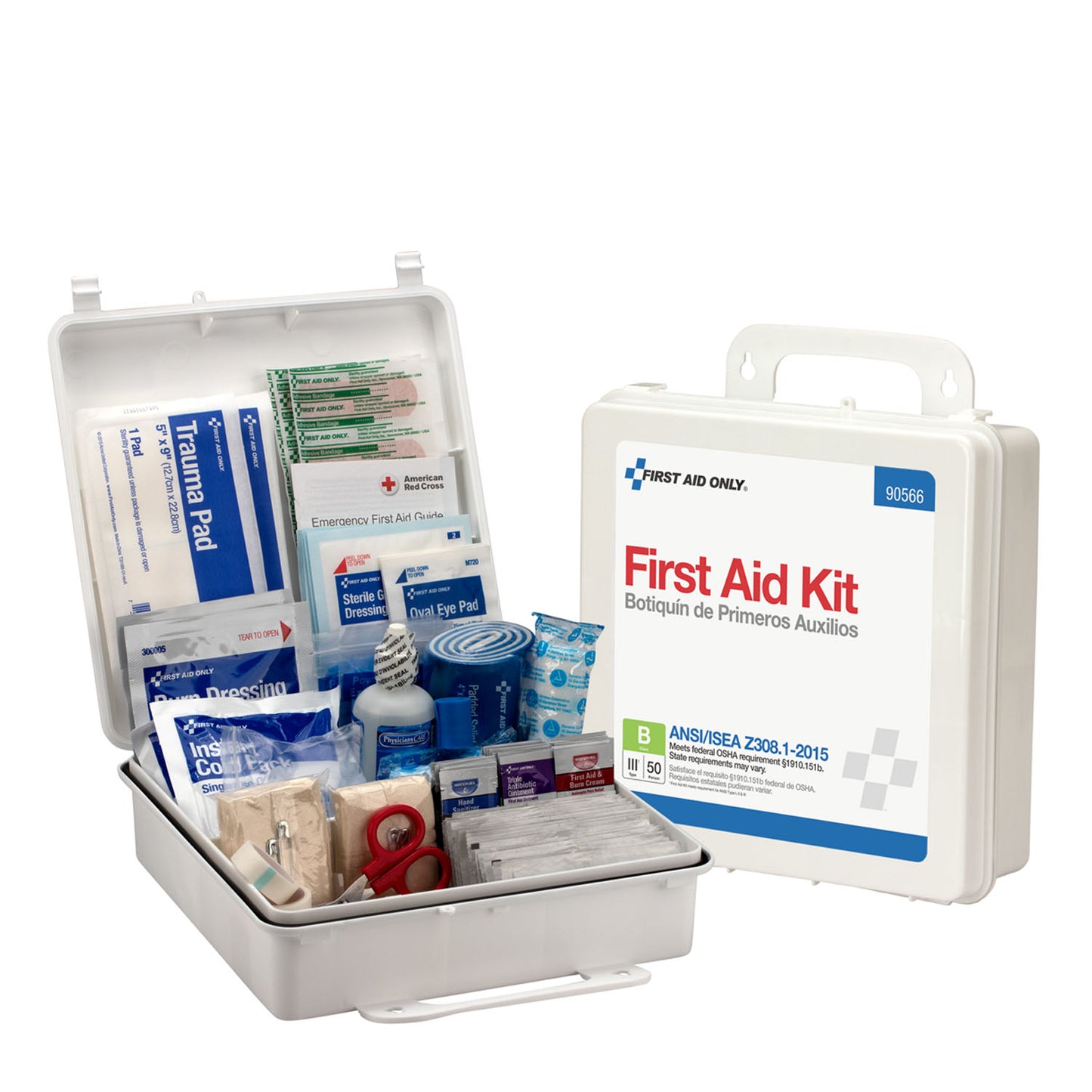 50 Person First Aid Kit, ANSI B, Plastic Case, 6/cs