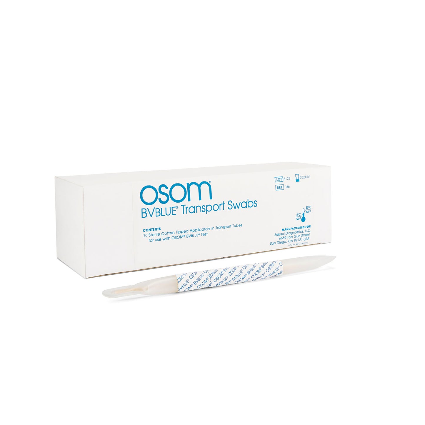 BVBLUE Transport Tubes, Includes: Cotton Swab For Use with BVBLUE Test, Sterile, 50/bx, 10 bx/cs (1) (Item is Non-Returnable & Non-Refundable)