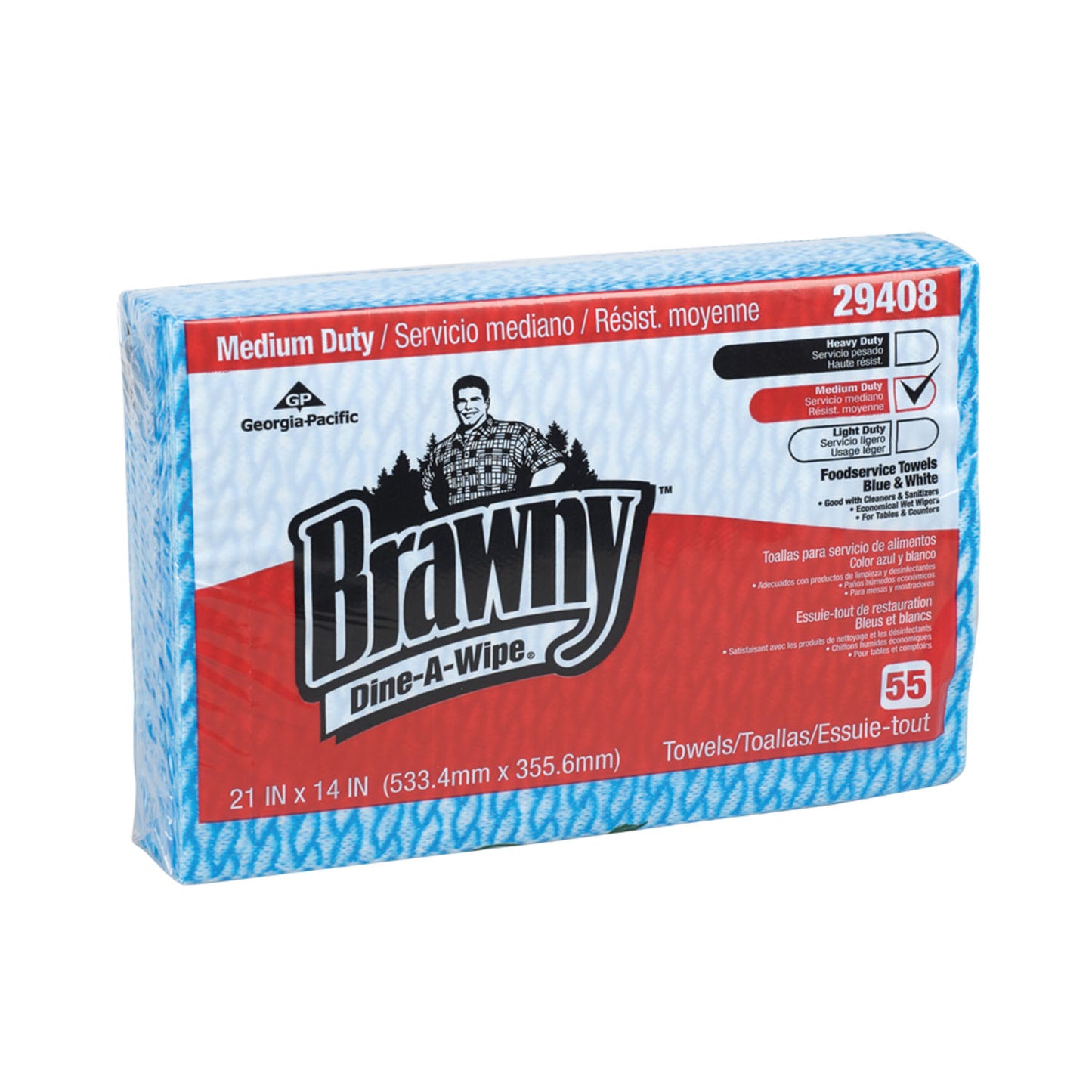 Foodservice Quarterfold Busing Towel , Blue & White, 21" x 14", 55 sht/bx 6 bx/cs (HEF)
