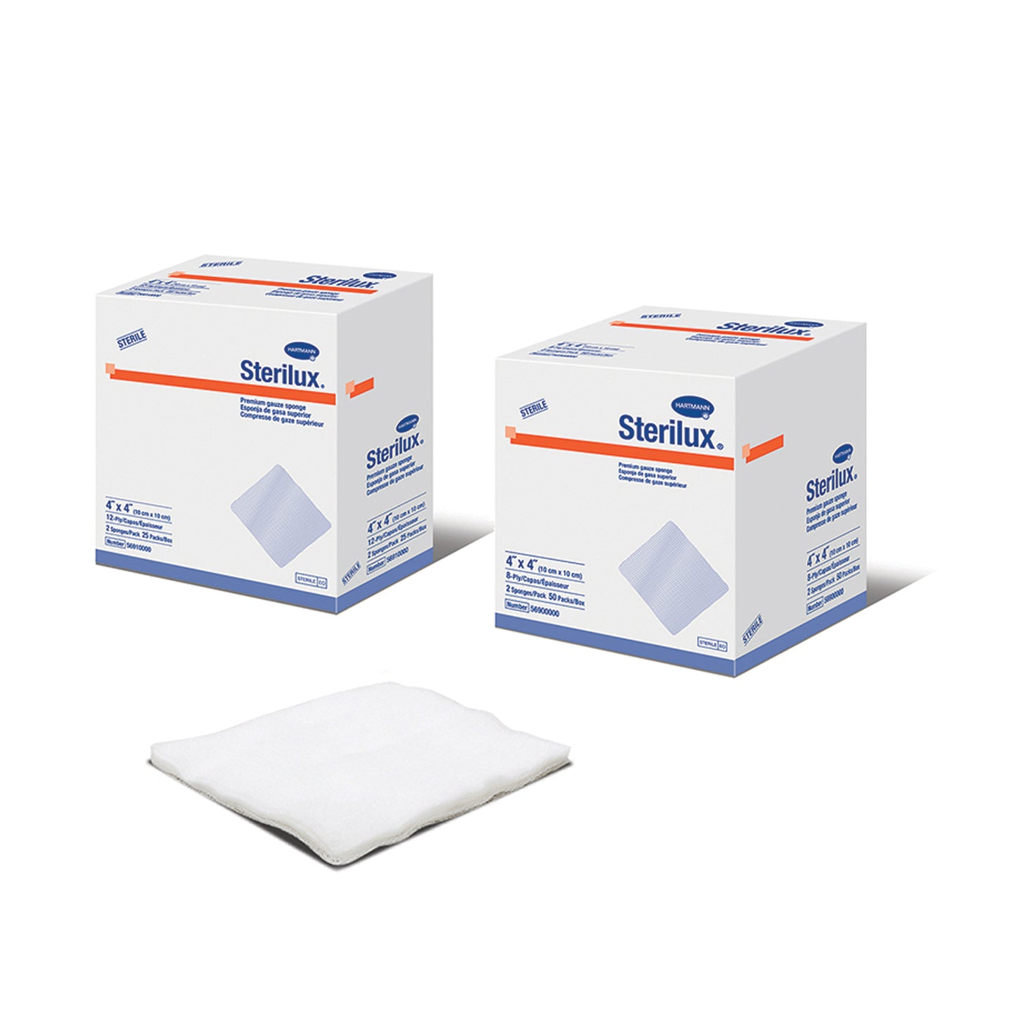 Gauze Sponge, 4" x 4", Sterile 2s, 12-Ply, 25/bx, 24 bx/cs