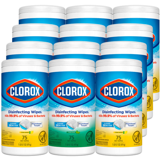 Clorox® Disinfecting Wipes Value Pack, Bleach Free Cleaning Wipes, 3 x 75 ct Value Pack, 4/cs