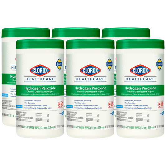 Clorox Healthcare® Hydrogen Peroxide Cleaner Disinfectant Wipes, 6.75 x 9, 95/can, 6/cs (75 cs/plt)